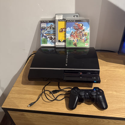 Sony PS3 60GB Fat CECHC04 PS2 kompatibel getestet + Controller + 3 Spiele Bundle