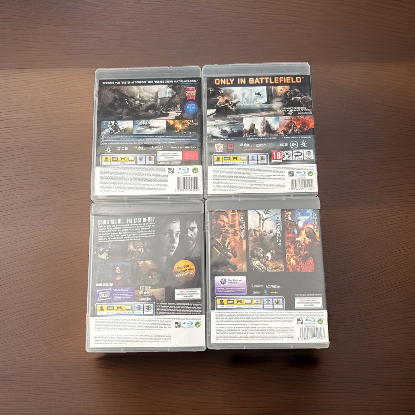 PS3 Spiele Bundle: The Last of Us, Call of Duty Black Ops 2, Battlefield 3 & 4⁠